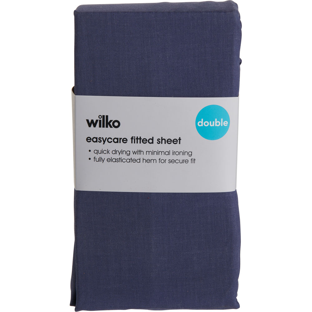 Wilko Easy Care Double Indigo Blue Fitted Bed Sheet Wilko