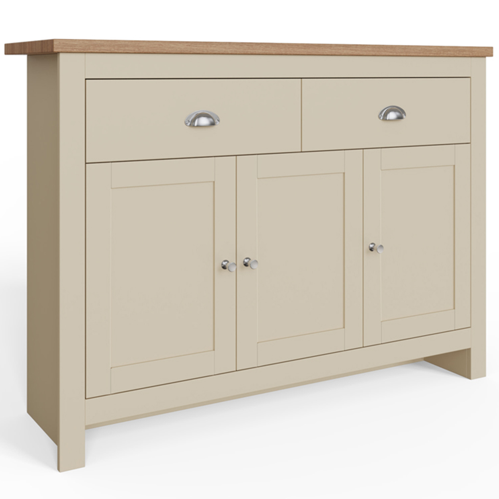 GFW Lancaster 3 Door 2 Drawer Cream Large Sideboard Image 2