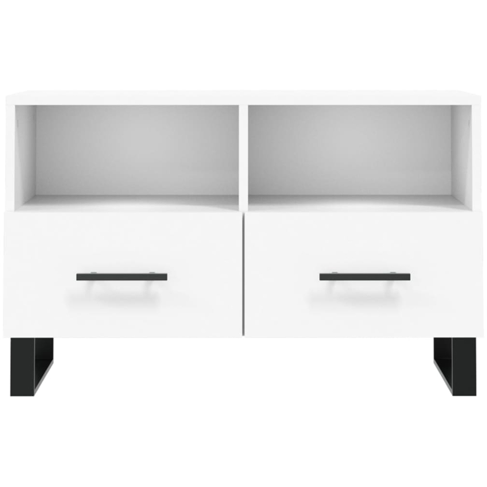 vidaXL 2 Drawer 2 Shelf White TV Cabinet Image 5