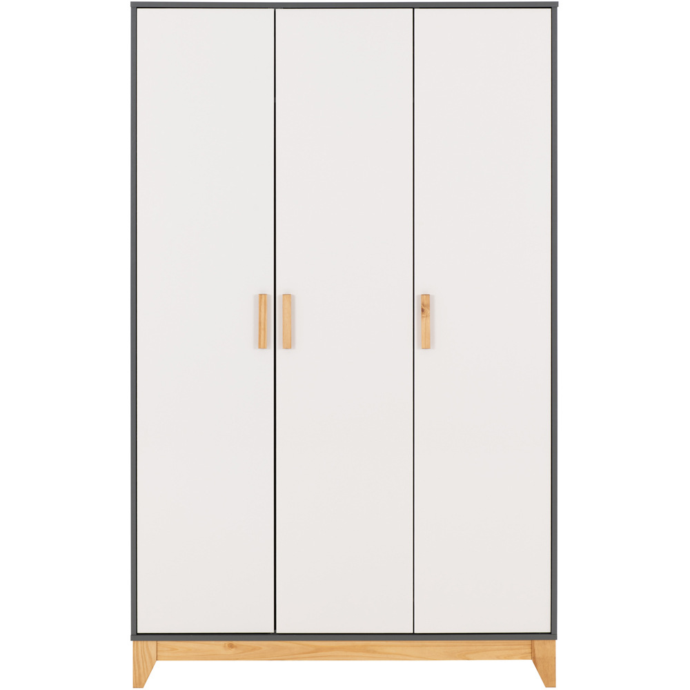 Seconique Cleveland 3 Door White and Grey Metal Effect Wardrobe Image 3