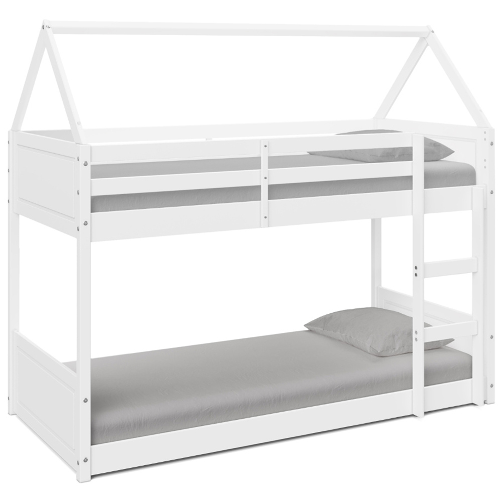 Home Detail Miller White Wooden House Bunk Bed Image 2