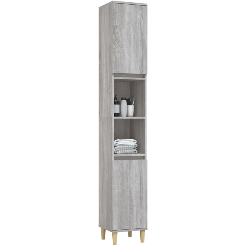 vidaXL 2 Door Grey Wood Bathroom Cabinet Image 3