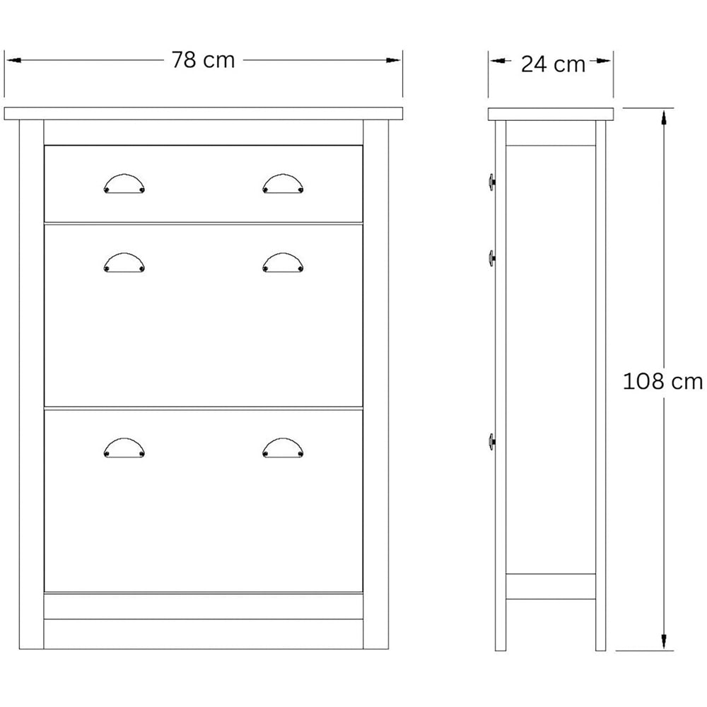 GFW Lancaster 2 Door 1 Drawer Black and Oak Shoe Cabinet Image 8