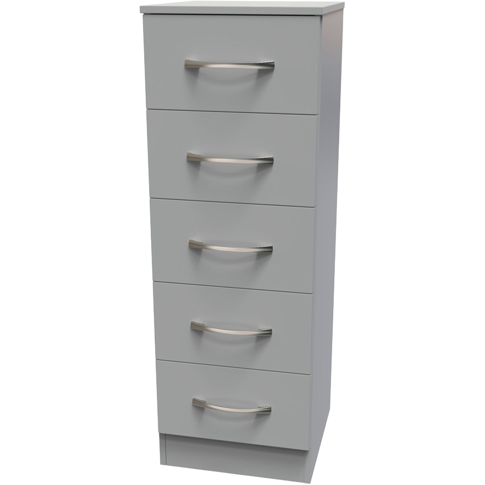 Crowndale Avon 5 Drawer Dusk Grey Bedside Cabinet Image 2