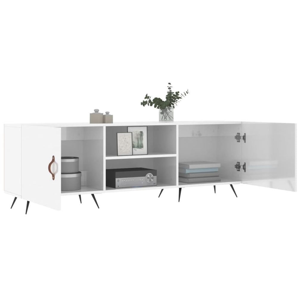 vidaXL 2 Door 2 Shelf High Gloss White TV Cabinet Image 9