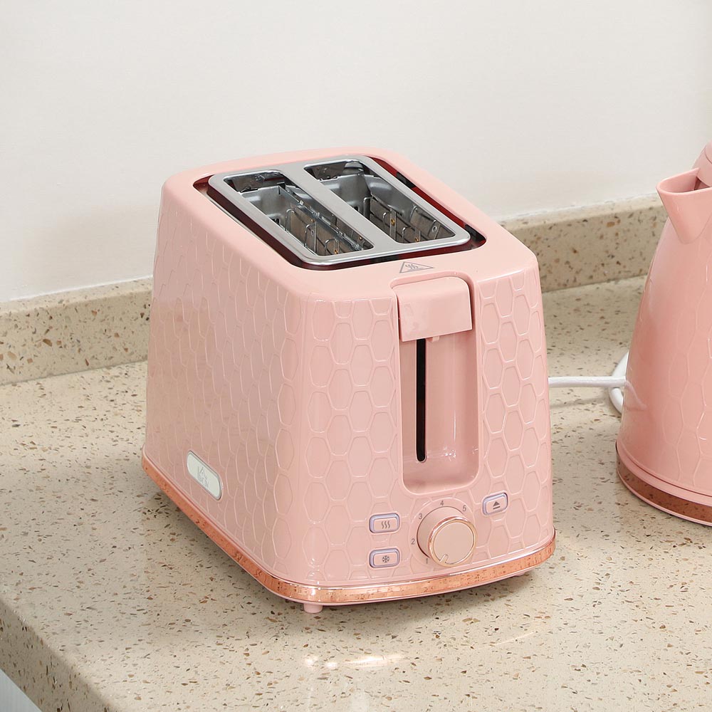 HOMCOM 800-181V70PK Light Pink 1.7L Kettle and 2 Slice Toaster Set Image 3