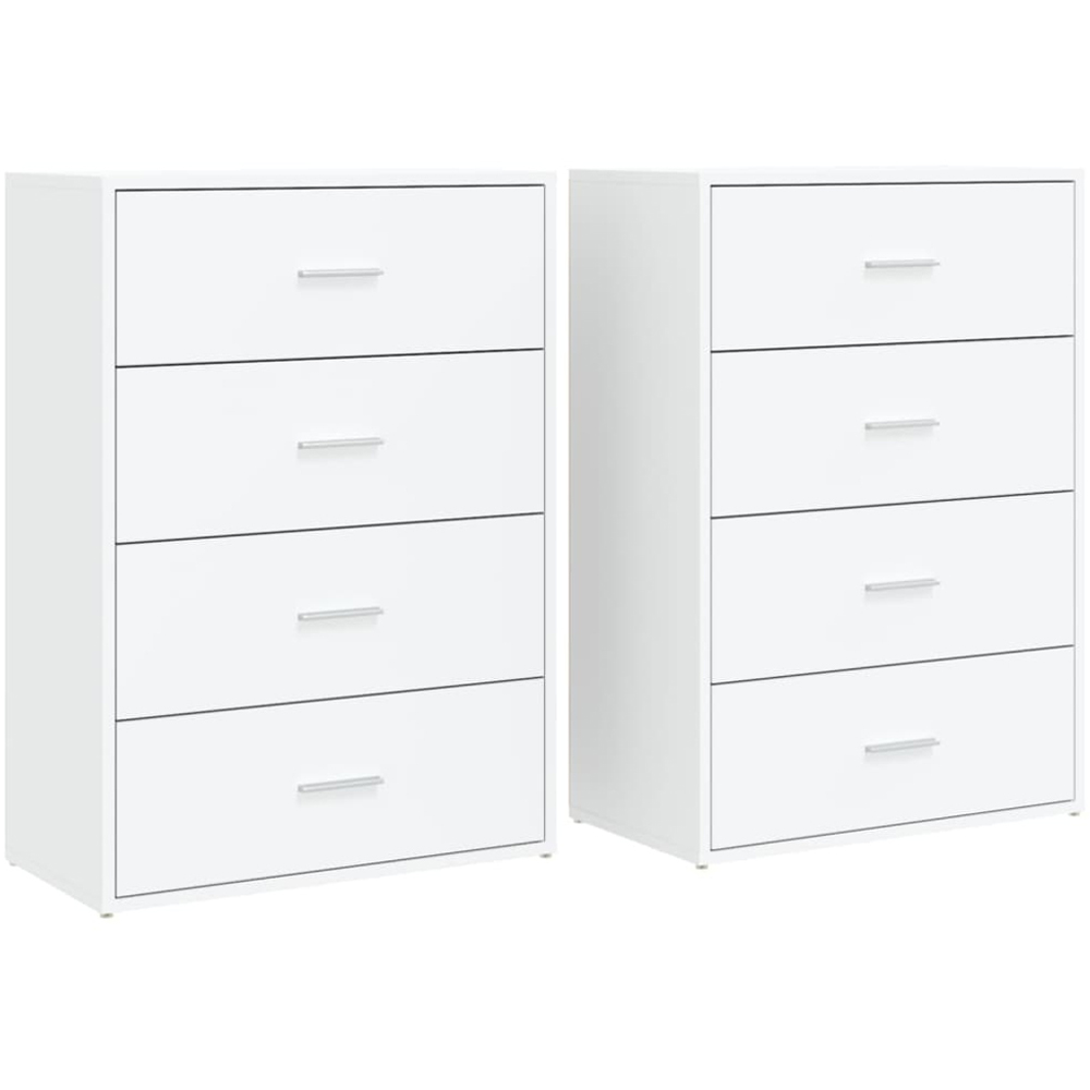 vidaXL 4 Drawer White Sideboard Set of 2 Image 2