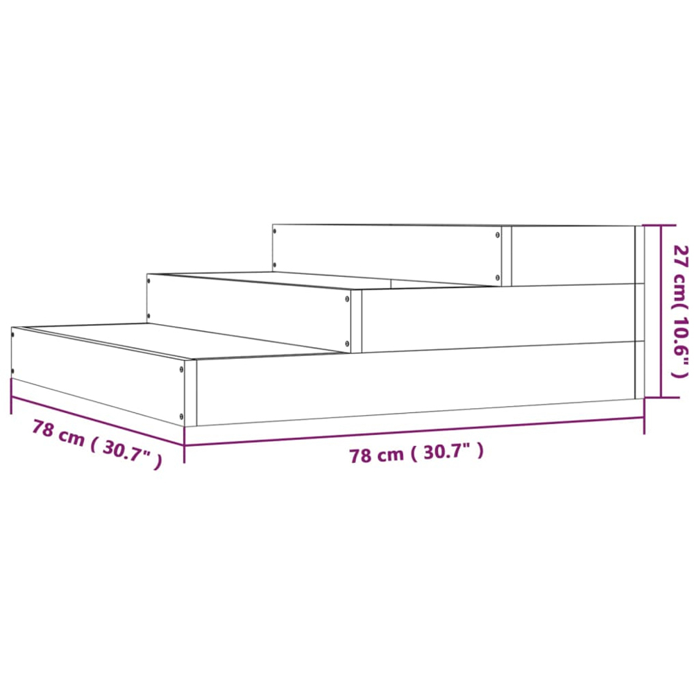 vidaXL 3 Tier Brown Pine Wood Raised Garden Bed 27 x 78 x 78cm Image 6