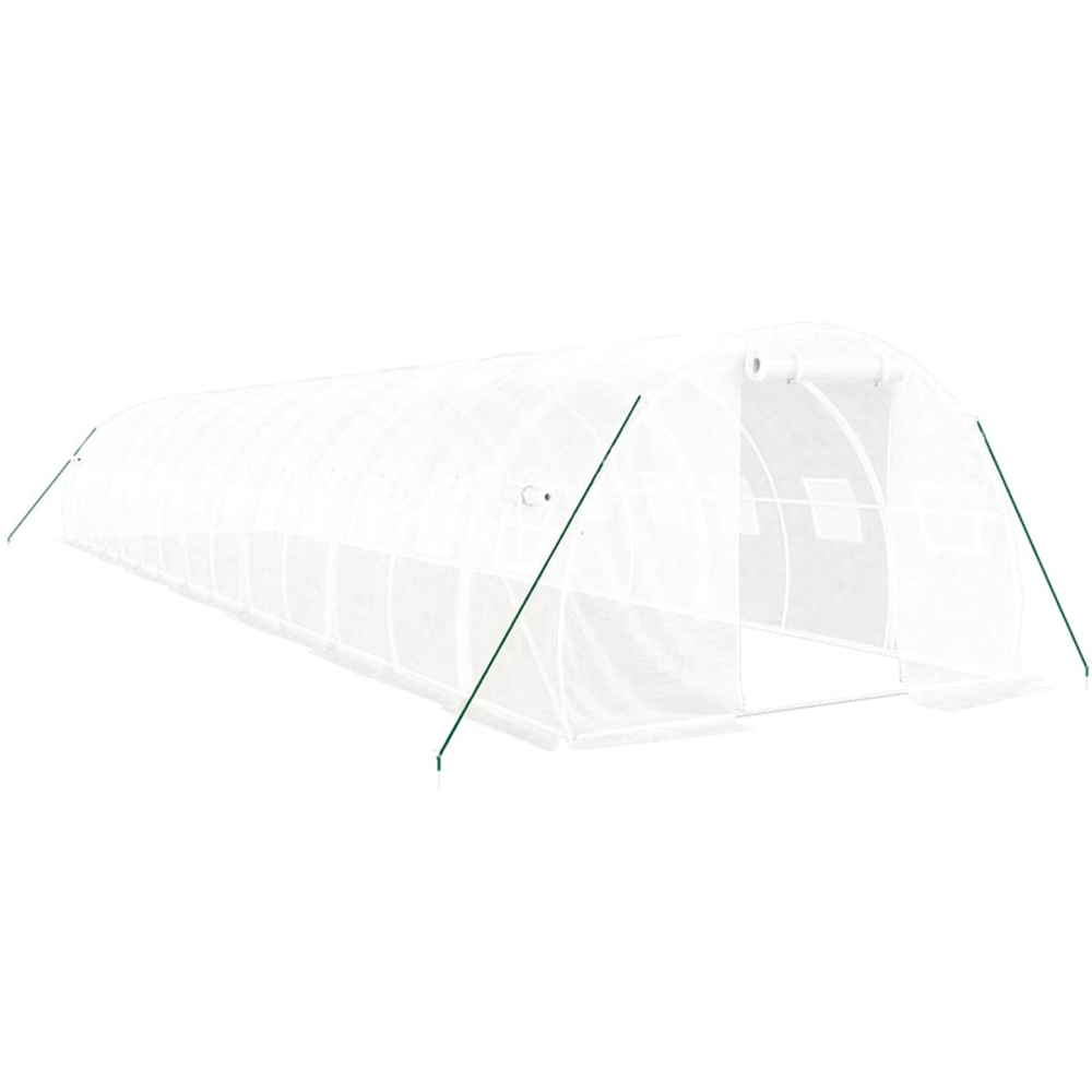 vidaXL White Polyethylene Galvanised Steel Frame 45.9 x 9.8ft Greenhouse Image 1