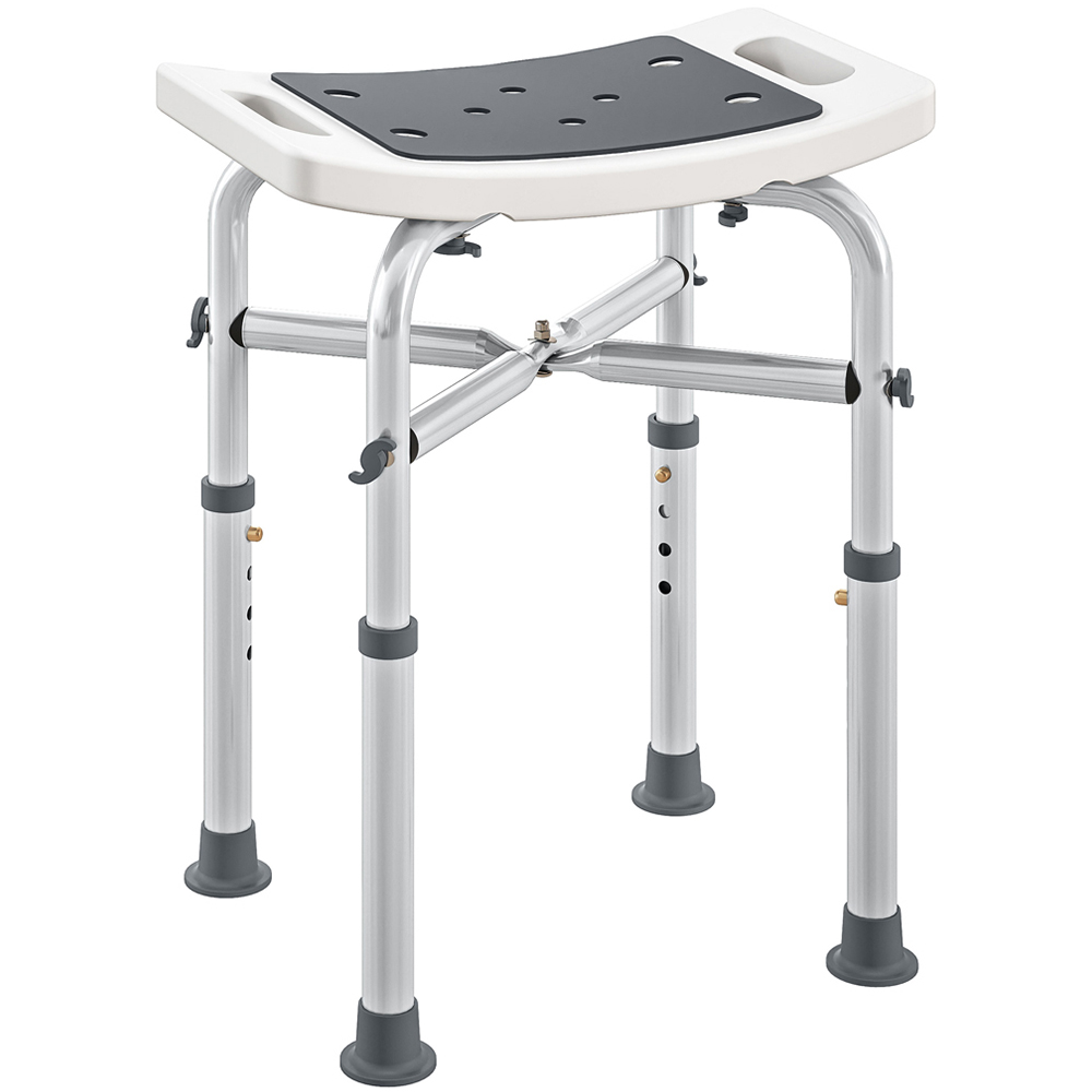 HOMCOM Grey Aluminium Height Adjustable Shower Stool Image 1