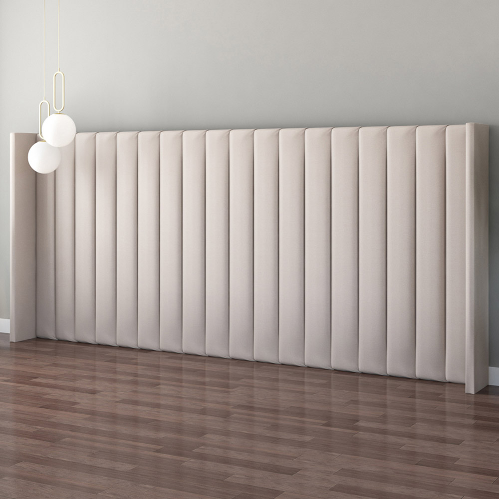 Aspire Furniture Grandeur Off White Eire Linen Wing Headboard Image 1