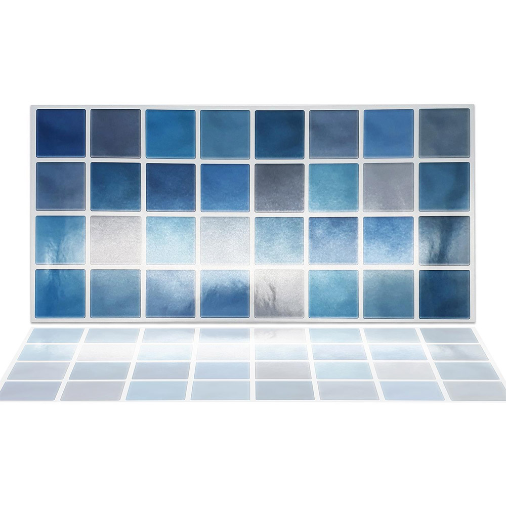Walplus Classic Mosaic Blue and Grey Tile Sticker 12 Pack Image 2