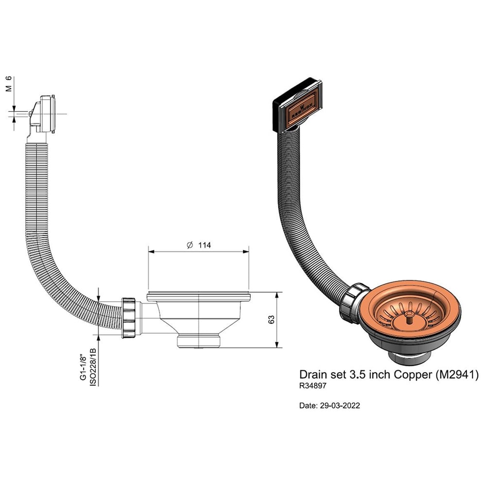 Reginox M 2941 Copper Waste Kit Image 3