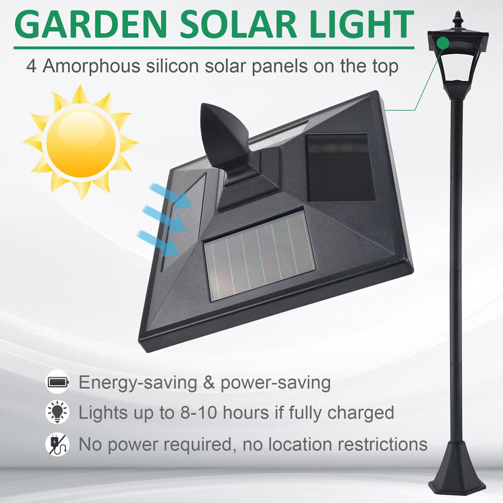 Outsunny Black LED Solar Lantern Lamp Post Image 4