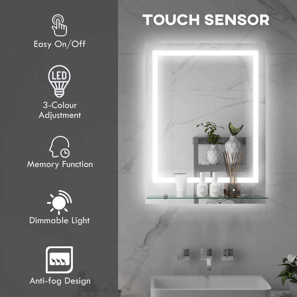 Portland Smart Touch LED Bathroom Wall Mirror 80 x 60cm Image 4