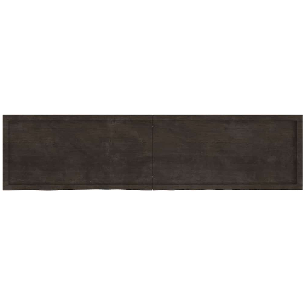 vidaXL 200cm Dark Brown Treated Solid Oak Wood Foldable Floating Wall Shelf Image 4