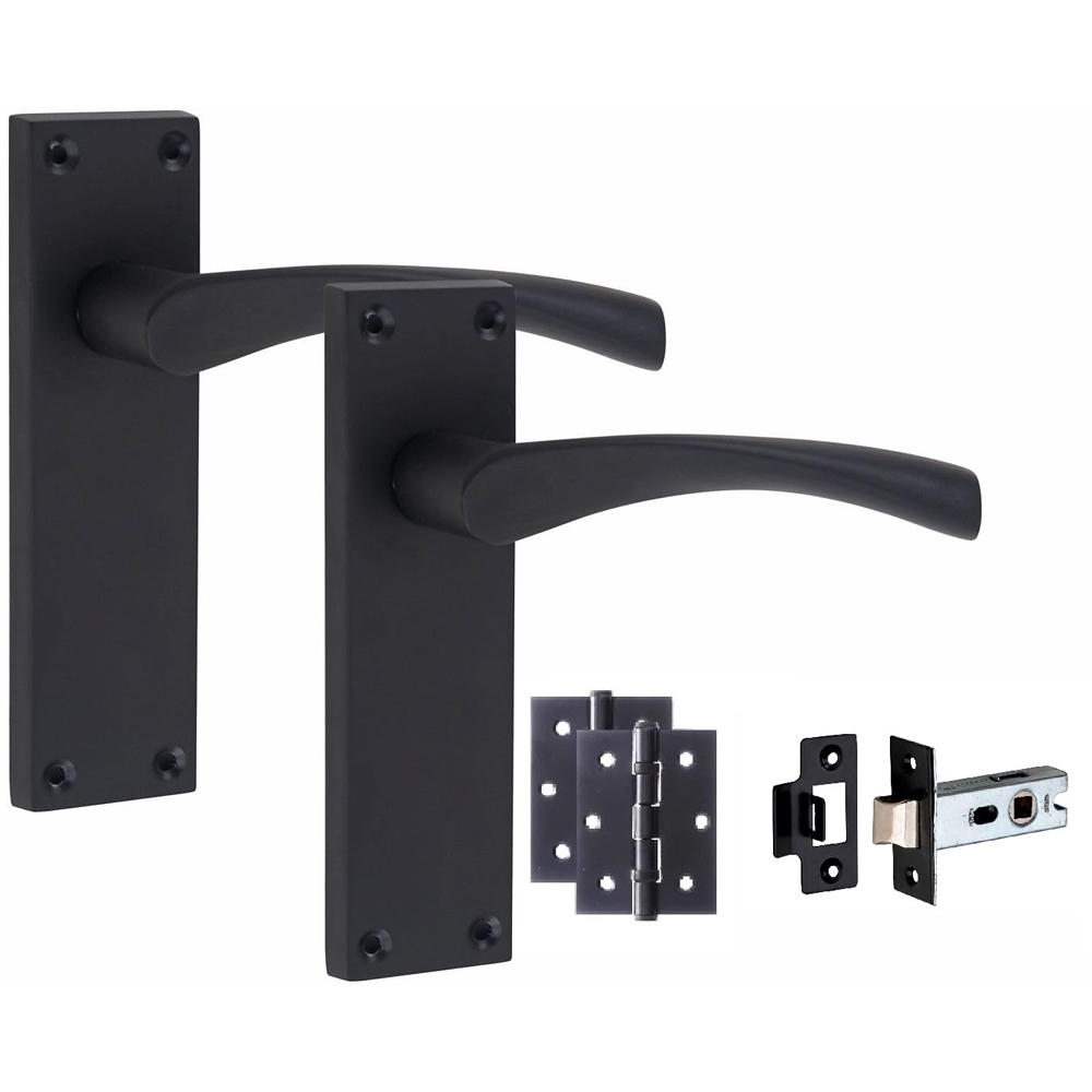 Golden Grace Black Victorian Scroll Astrid Hinge Door Handle Set 5 Pack Image 2