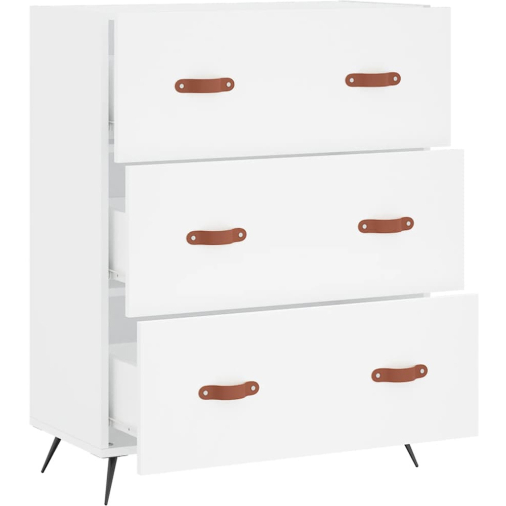 vidaXL 3 Drawer White Wooden Chest of Drawers Image 5