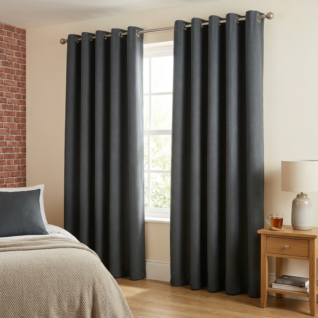 Linden Washable Blackout CurtainCharcoal229cm Image 3