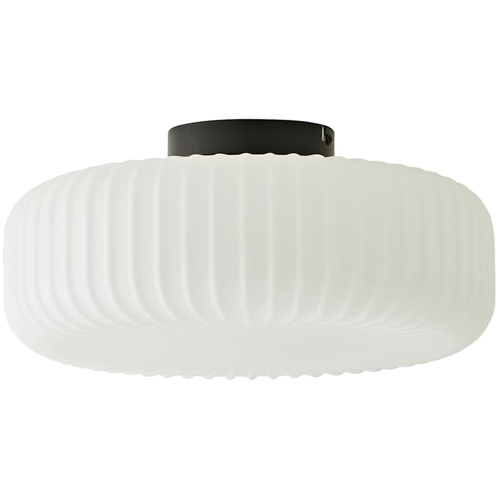 ValueLights Calpe Matte Black Frosted Glass Flush Ceiling Light with Bulb Image 1