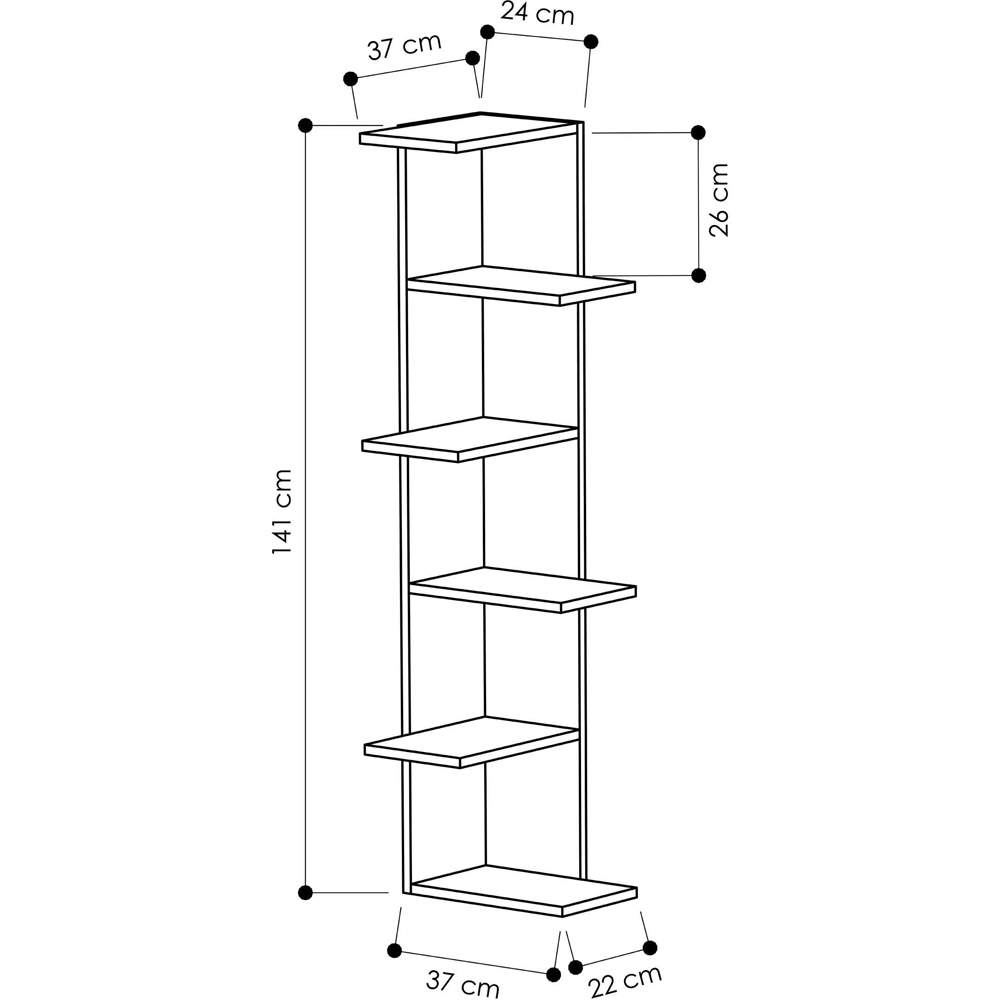 Decortie Saso Medium Dark Oak Corner Bookcase Image 7