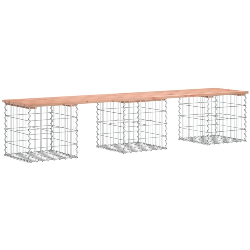 vidaXL Natural Solid Douglas Wood Gabion Design Garden Bench 203 x 44 x 42cm Image 4