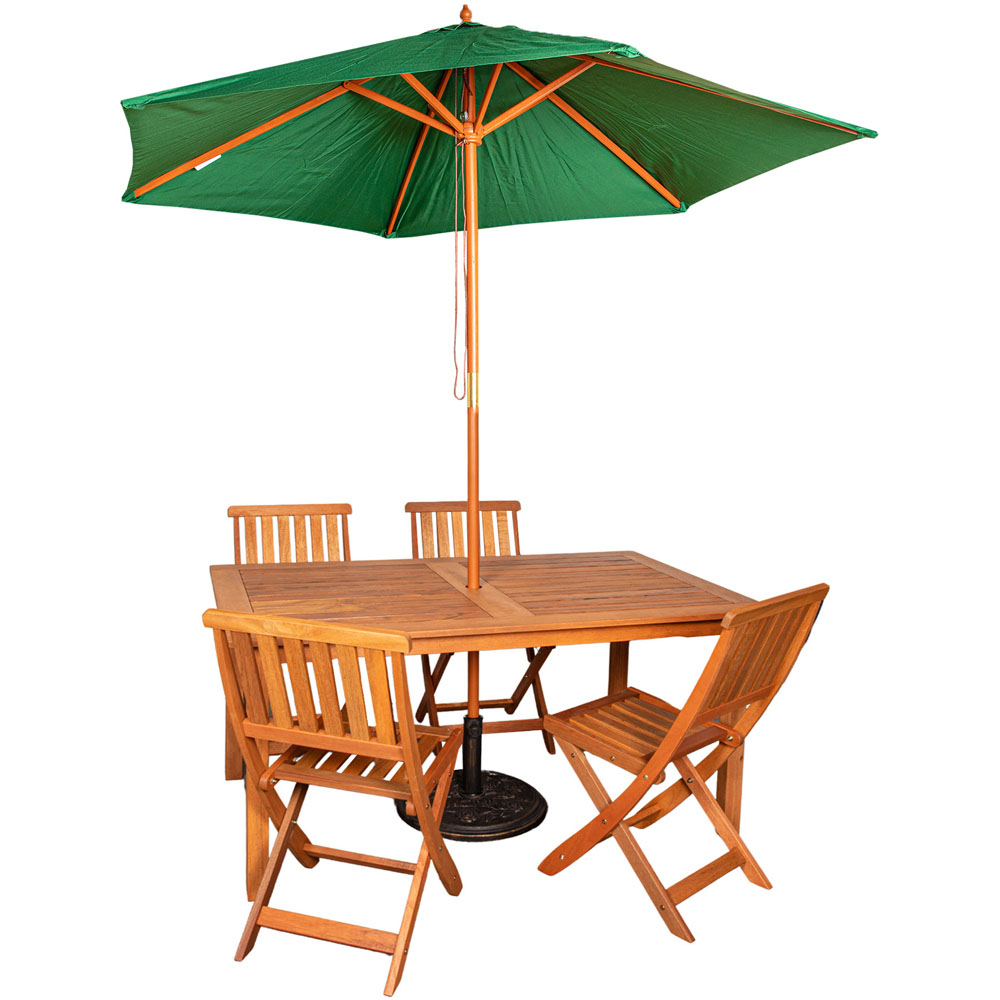 Samuel Alexander 4 Seater Patio Dining Set Natural with Green Parasol and Base Image 2