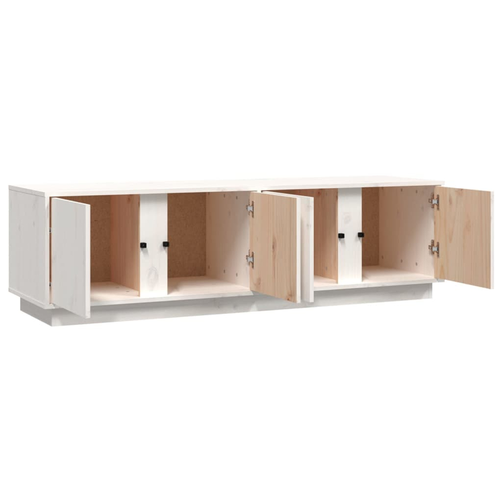 vidaXL 4 Door White Solid Pine Wood TV Cabinet Image 5