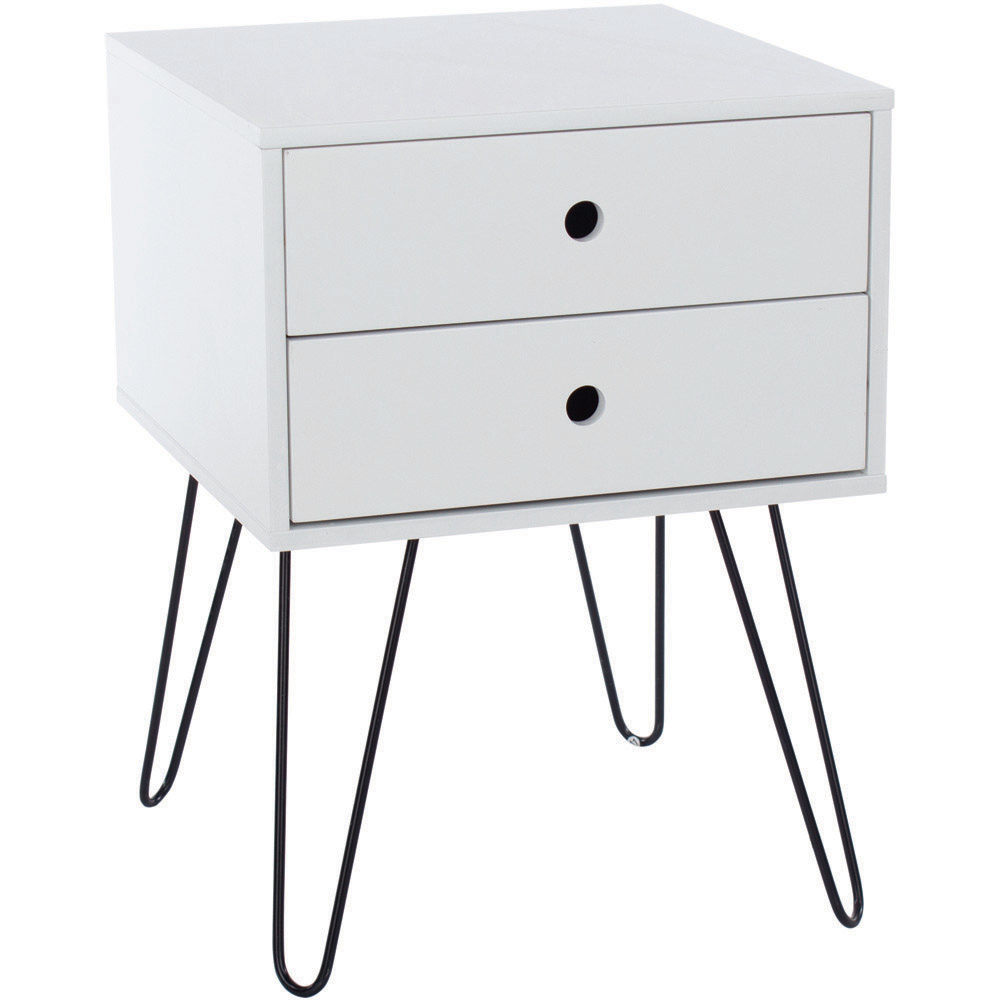 Telford 2 Drawer White Metal Legs Bedside Table Image 3