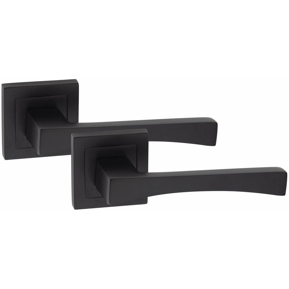 Golden Grace Matt Black Wave Door Handle Set Image 2