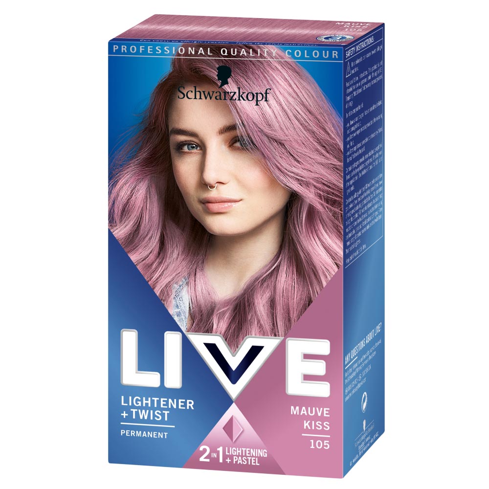 Schwarzkopf LIVE Lightener + Twist Mauve Kiss 105 Permanent Hair Dye Image 7