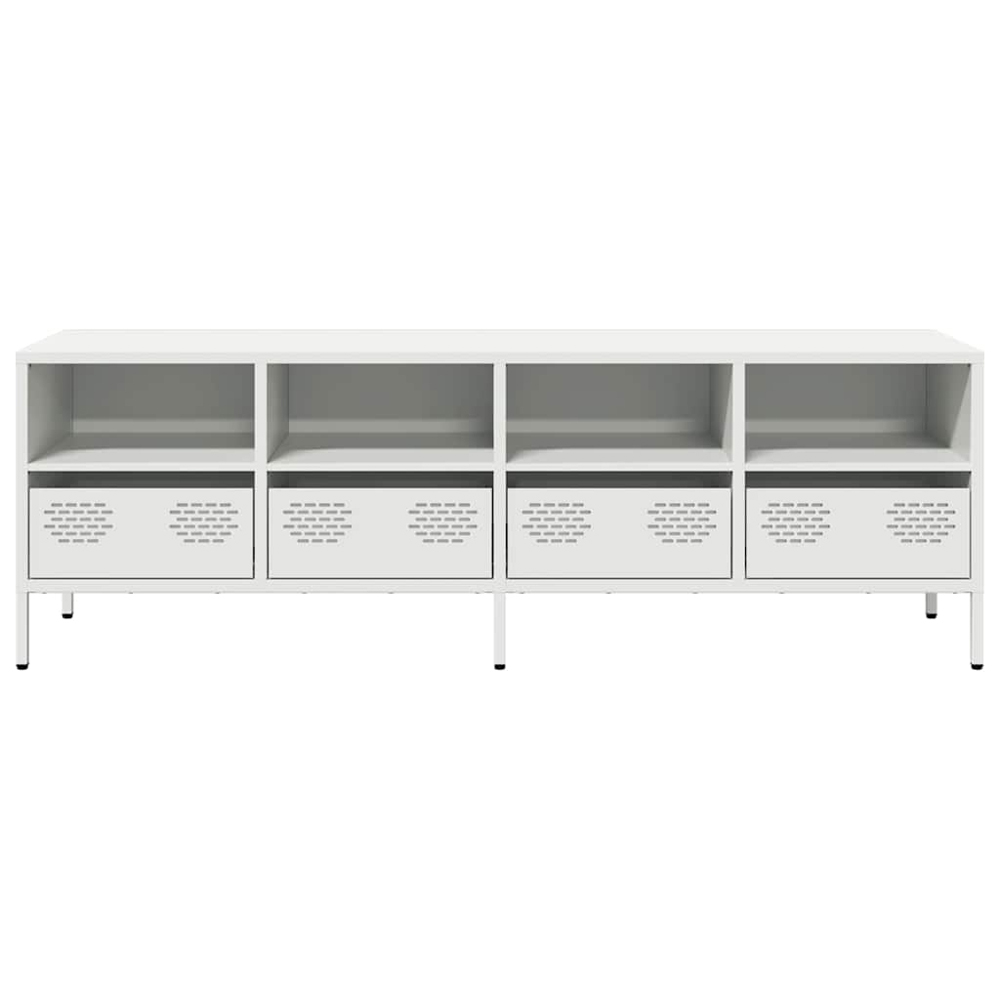 vidaXL 4 Drawer 4 Shelf White Cold-Rolled Steel TV Cabinet Image 4