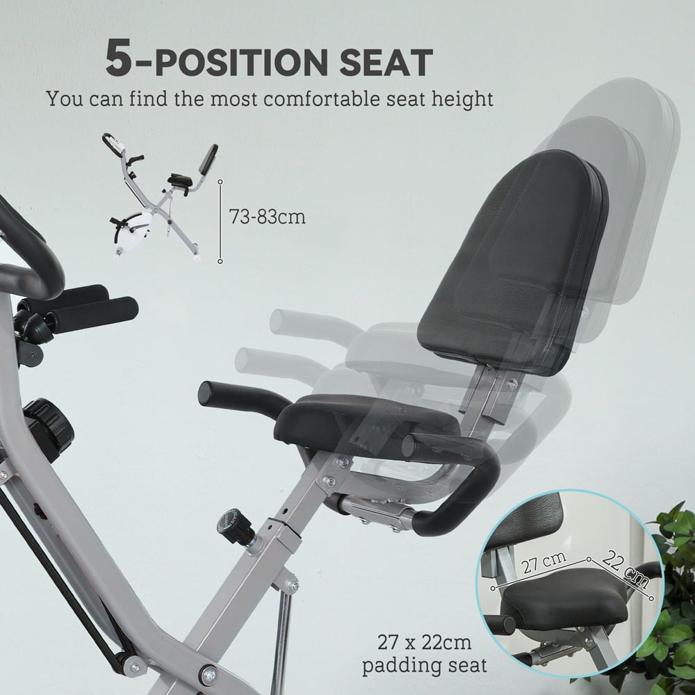 SPORTNOW White Magnetic Resistance Folding Exercise Bike with Arm Bands and Hand Pulse Sensor Image 6