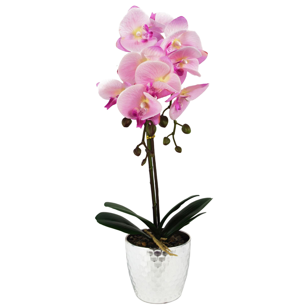 Leaf Light Pink and Silver Phalaenopsis Orchid Artificial Plant 50cm Image 1