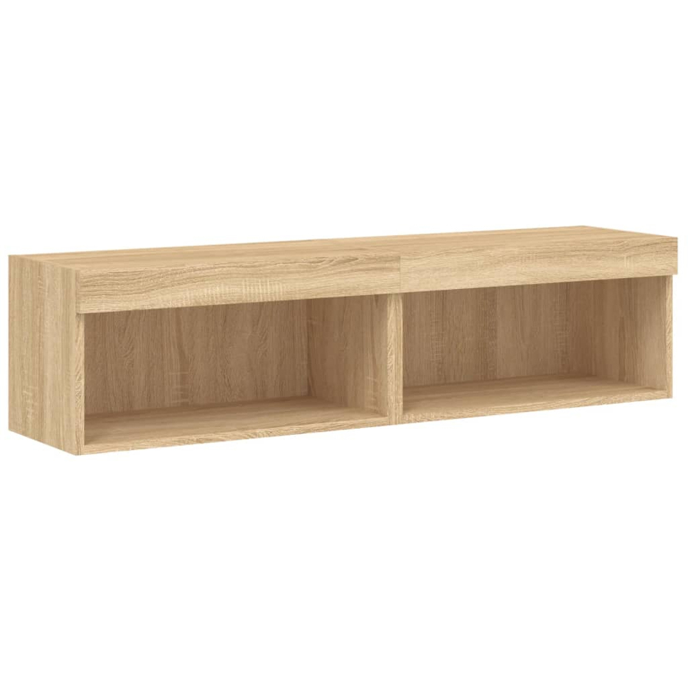 vidaXL Single Shelf Sonoma Oak Wall Mounted LED TV Cabinet Set of 2 Image 7