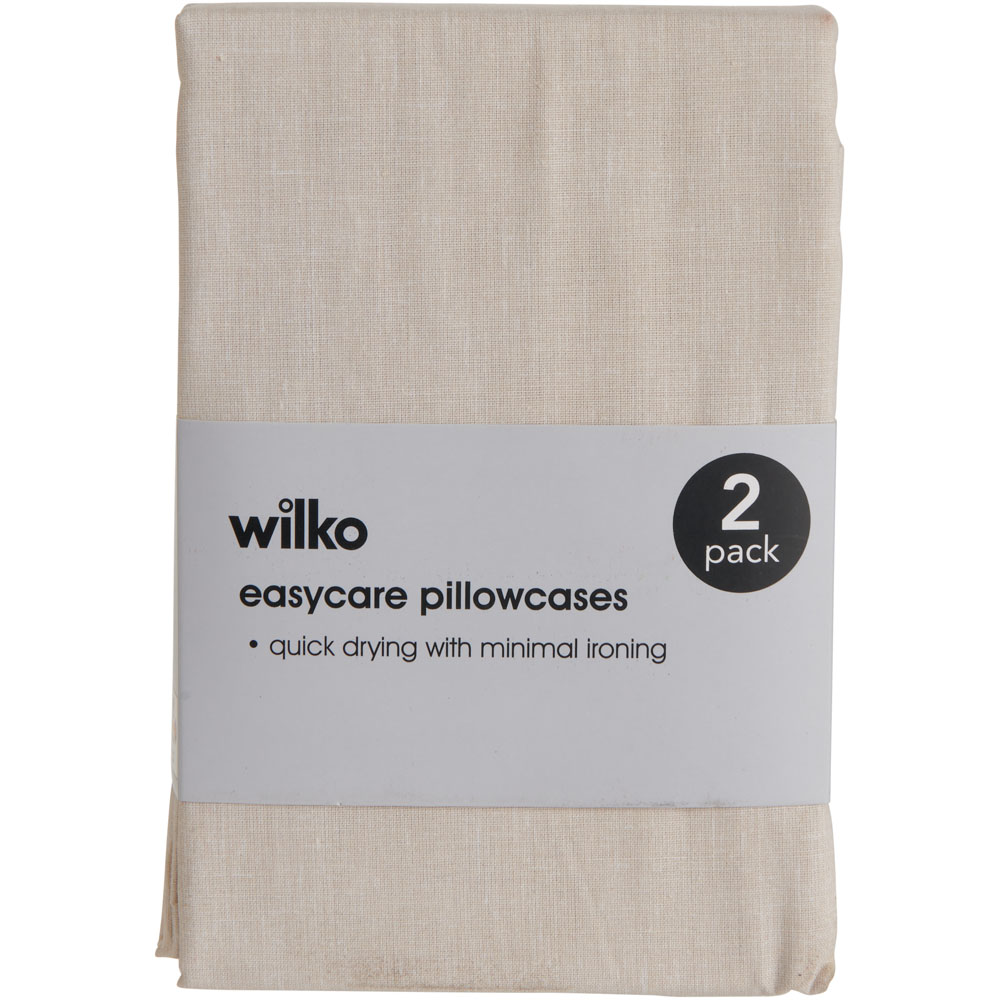 Wilko Beige Pillowcase 2 Pack Image 2