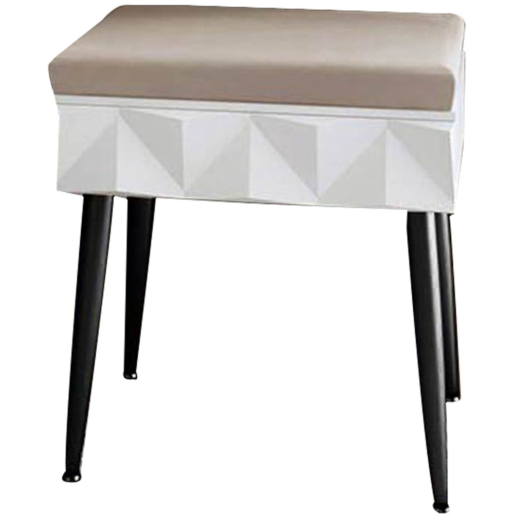 CARME Home Montana White and Black Padded Velvet Storage Stool Image 2