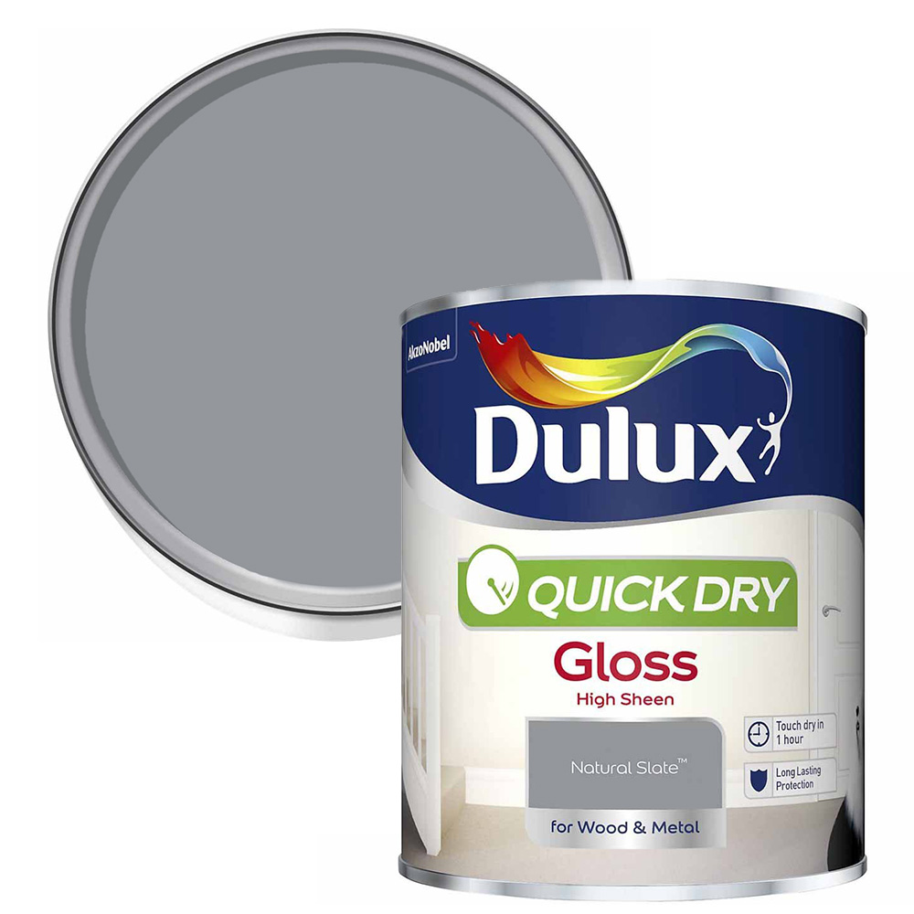 Dulux Quick Drying Natural Slate Gloss Paint 750ml Image 1