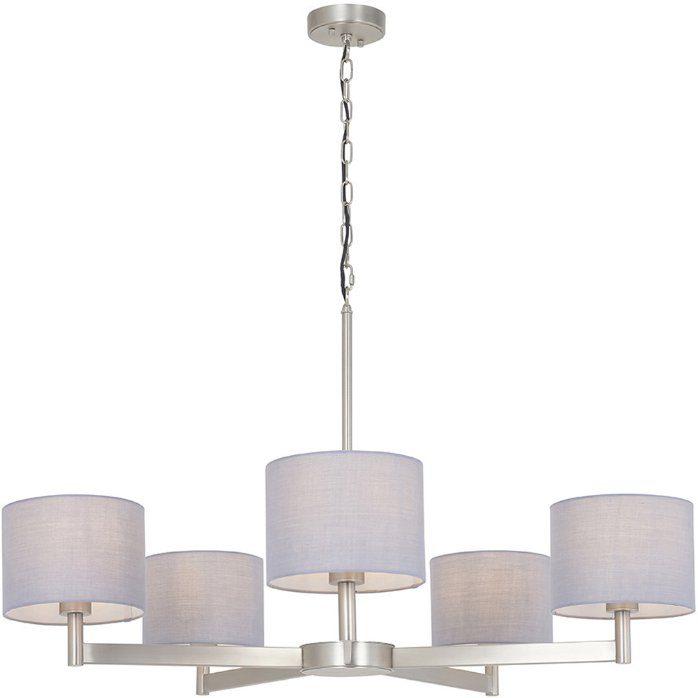 Merano Cortino Grey and Matt Nickel 5 Light Ceiling Pendant Light Image 3