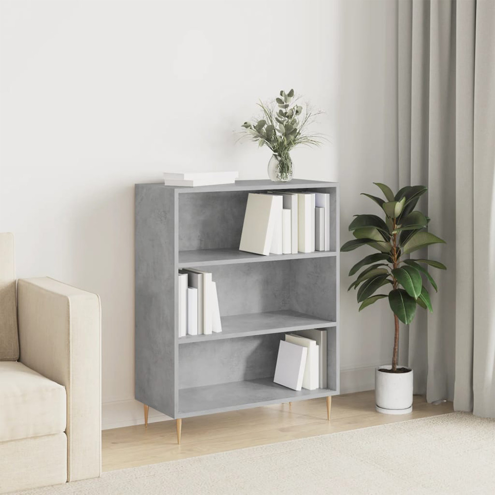 vidaXL 3 Shelf Concrete Grey Bookcase Image 7