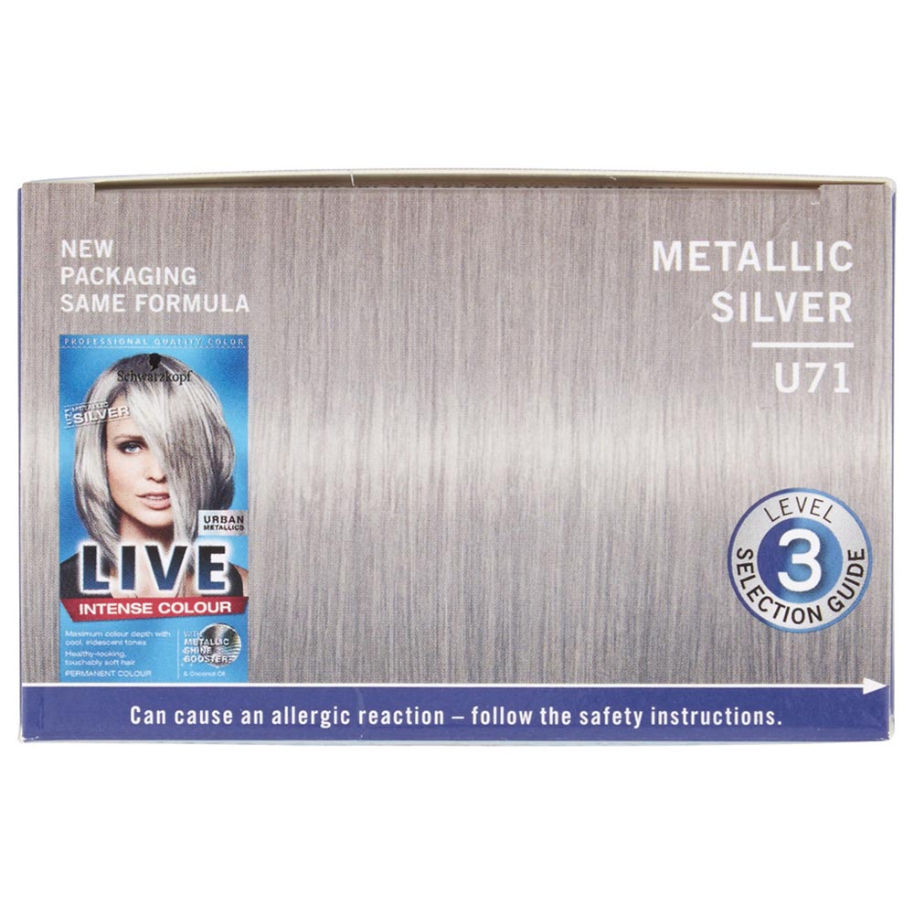 Schwarzkopf LIVE Urban Metallics Metallic U71 Silver Permanent Hair Dye Image 3