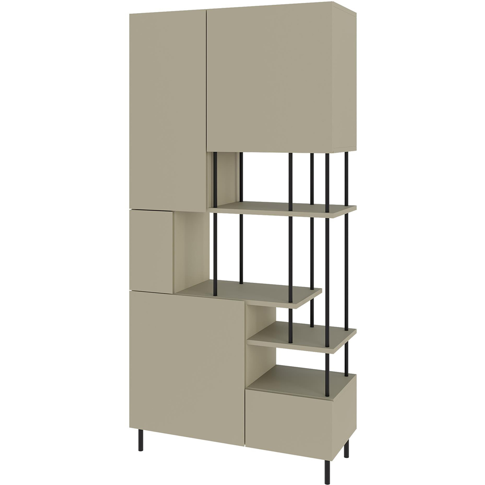 Decortie Key 5 Door 4 Shelf Ash Green Bookcase Image 2