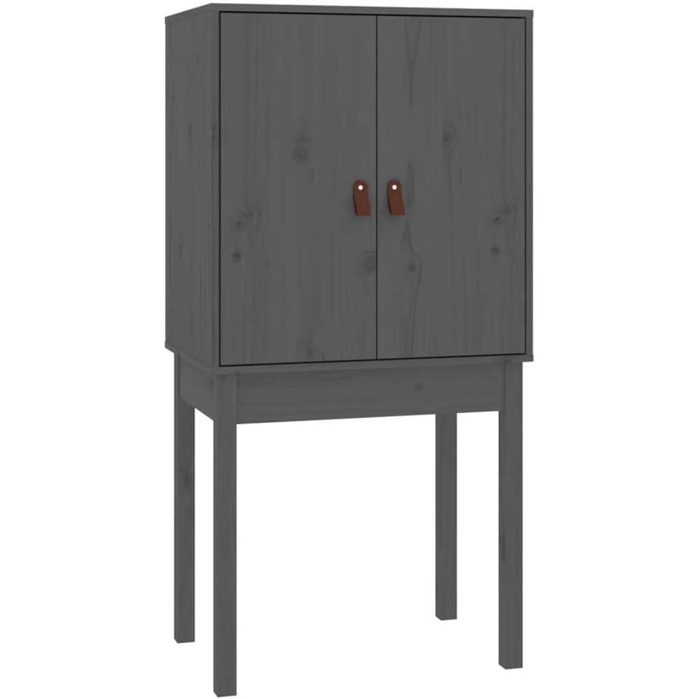 vidaXL 2 Door Grey Solid Pine Wood Highboard Image 5