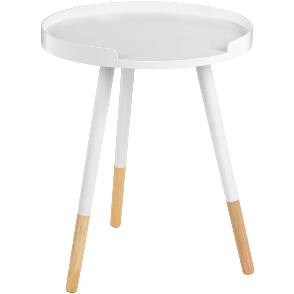 Premier Housewares Viborg White and Natural Wooden Small Round Side Table Image 2