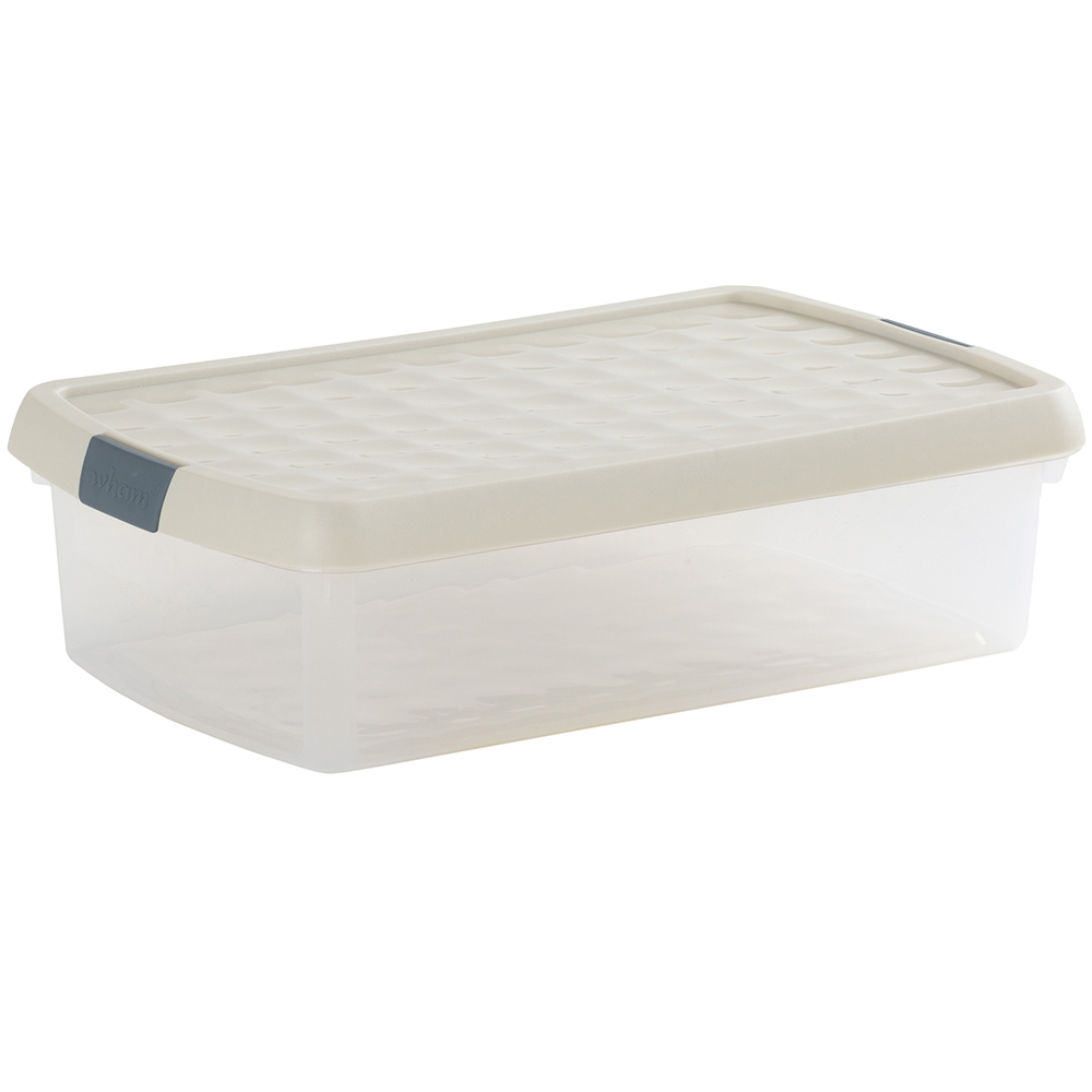 Wham Clip 7L Clear Stone and Slate Grey Rectangular Storage Box with Lid 3 Pack Image 1