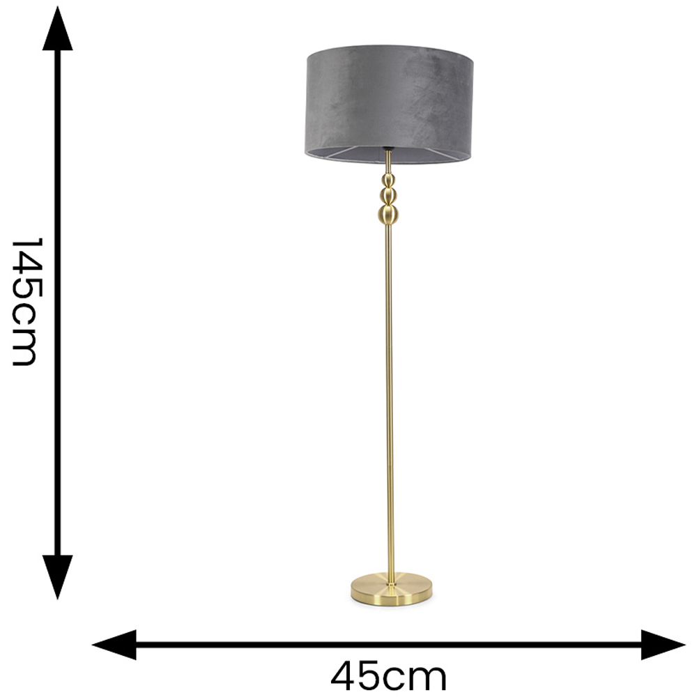 ValueLights Marissa Grey Velvet Shade Gold Ball LED Floor Lamp Image 6