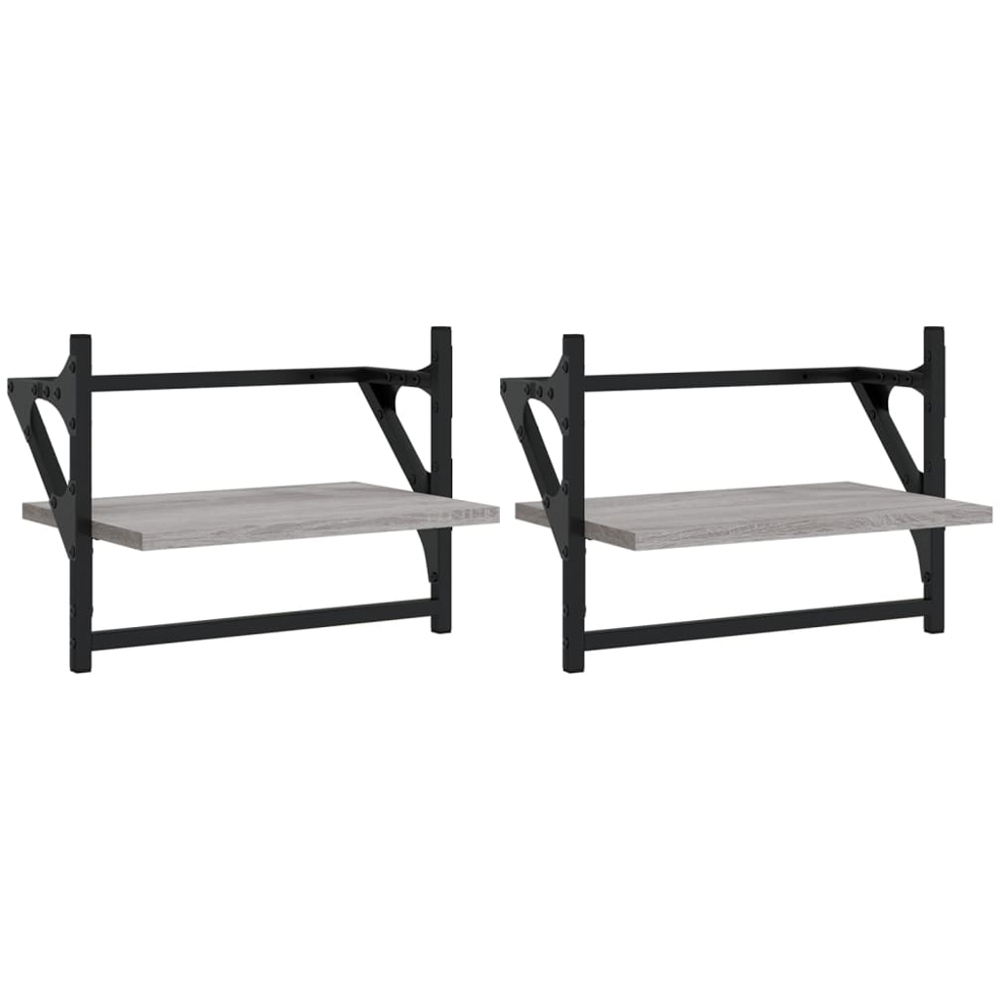 vidaXL 40 x 25 x 30cm Set of 2 Grey Sonoma Wall Shelf Image 2