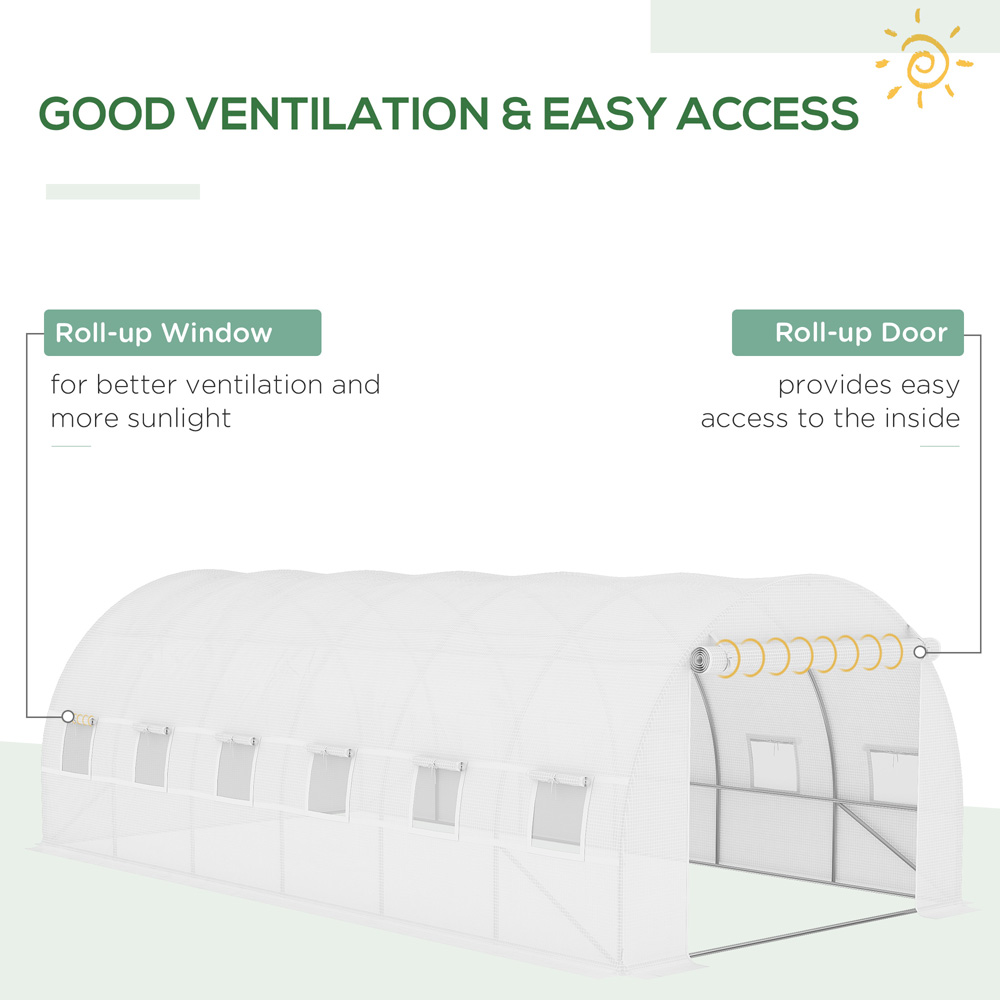 Outsunny White 19.6 x 6.5ft Replacement Greenhouse Cover Image 5