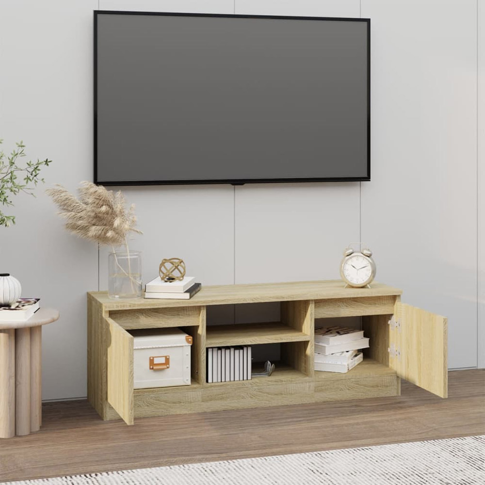 vidaXL 2 Door 2 Open Shelf Sonoma Oak TV Cabinet Image 3