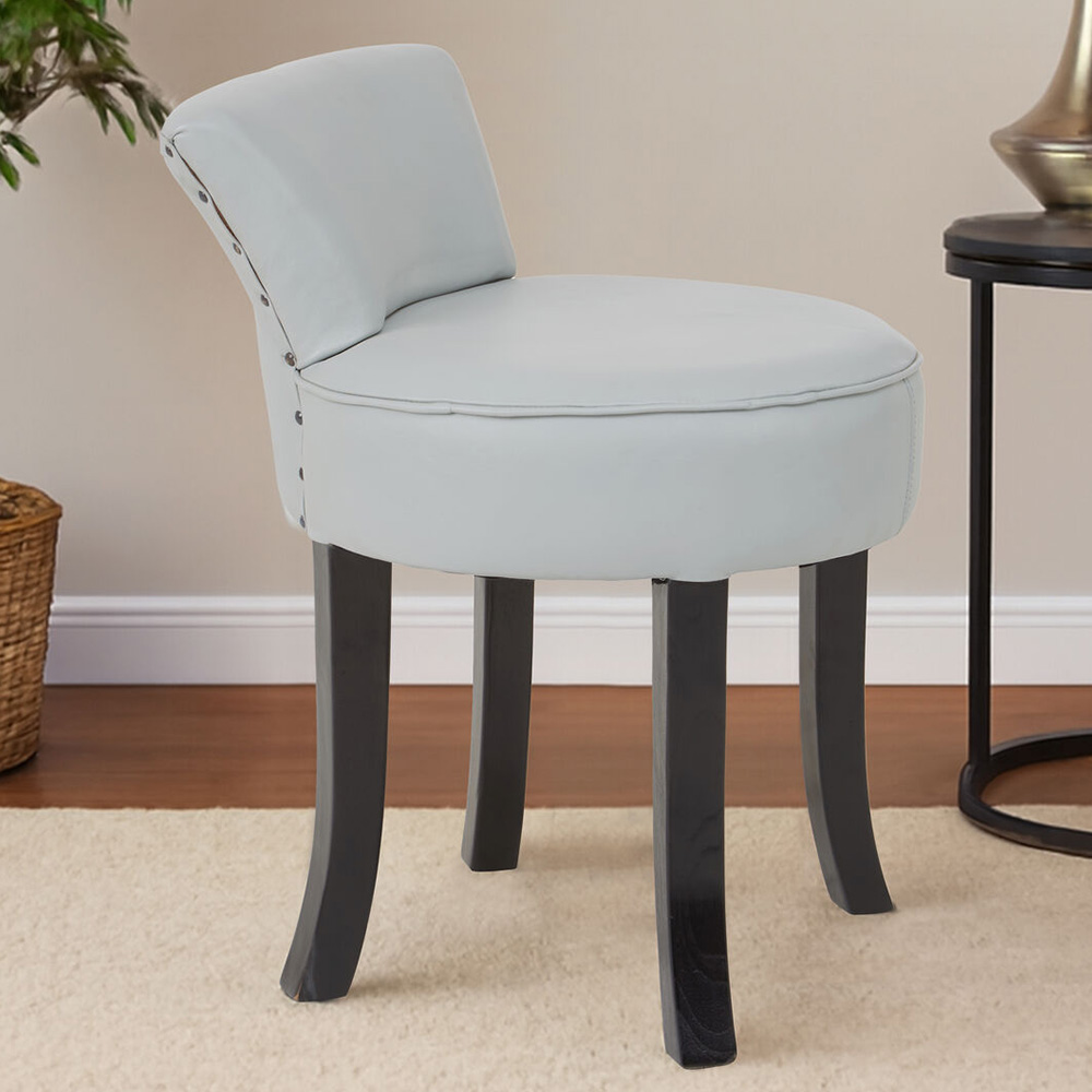 Premier Housewares Kendari Grey Leather Rounded Chair Image 1